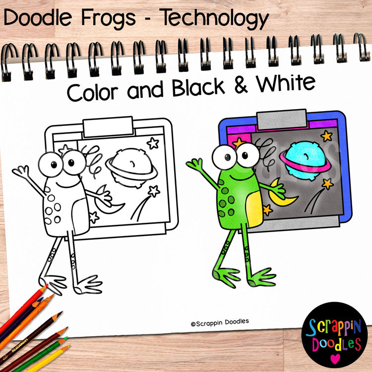 Doodle Frogs Technology Clip Art