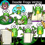 Doodle Frogs Writing Clip Art