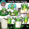 Doodle Frogs Writing Clip Art