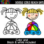 Doodle Girls Beach Days Clip Art
