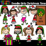 Doodle Girls Christmas Time Clip Art