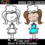 Doodle Girls Cooking Clip Art