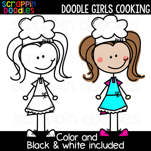 Doodle Girls Cooking Clip Art