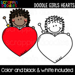 Doodle Girls Hearts Clip Art