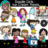 Doodle Girls - Ice Cream Treats Clip Art stick kids