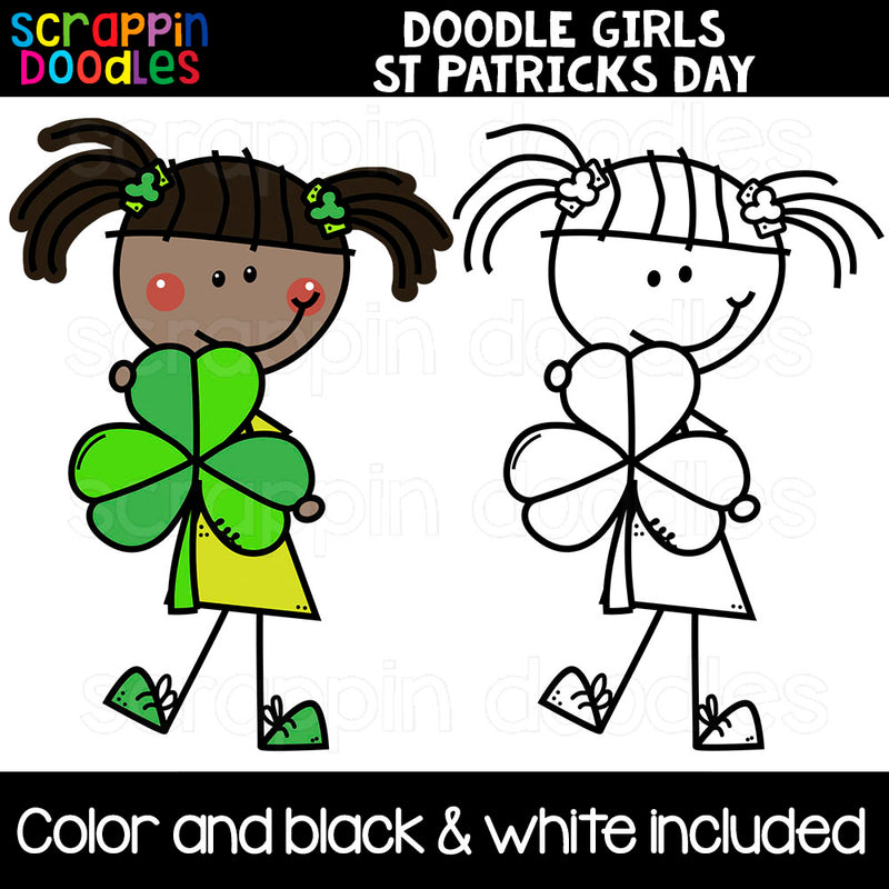 Doodle Girls St. Patricks Day Clip Art Commercial Use