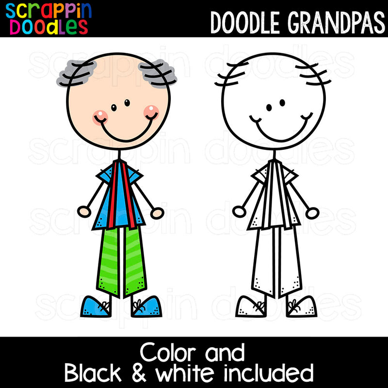 Doodle Grandpas Clip Art