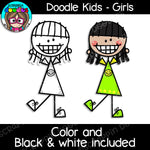Doodle Kids Girls Clip Art