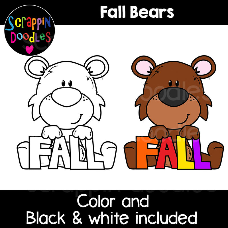 Fall Bears Clip Art Autumn brown black