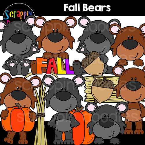 Fall Bears Clip Art Autumn brown black