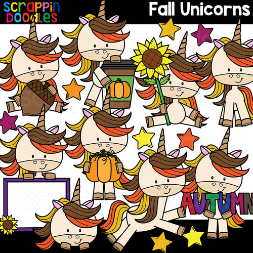 Fall Unicorns Clipart