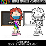 Female Teachers Wearing Masks Clipart