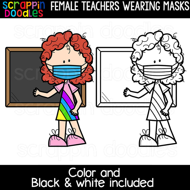 Teachers Wearing Masks Clipart Bundle