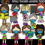 Female Teachers Wearing Masks Clipart