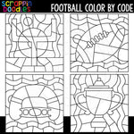 Football Color By Code Templates Commercial Use Number