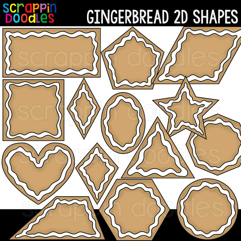 Gingerbread 2D Shapes Clipart