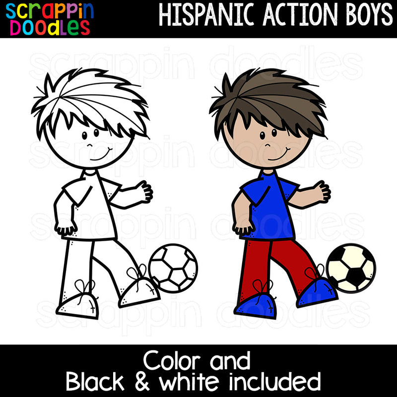 Multicultural Action Kids Clipart Bundle