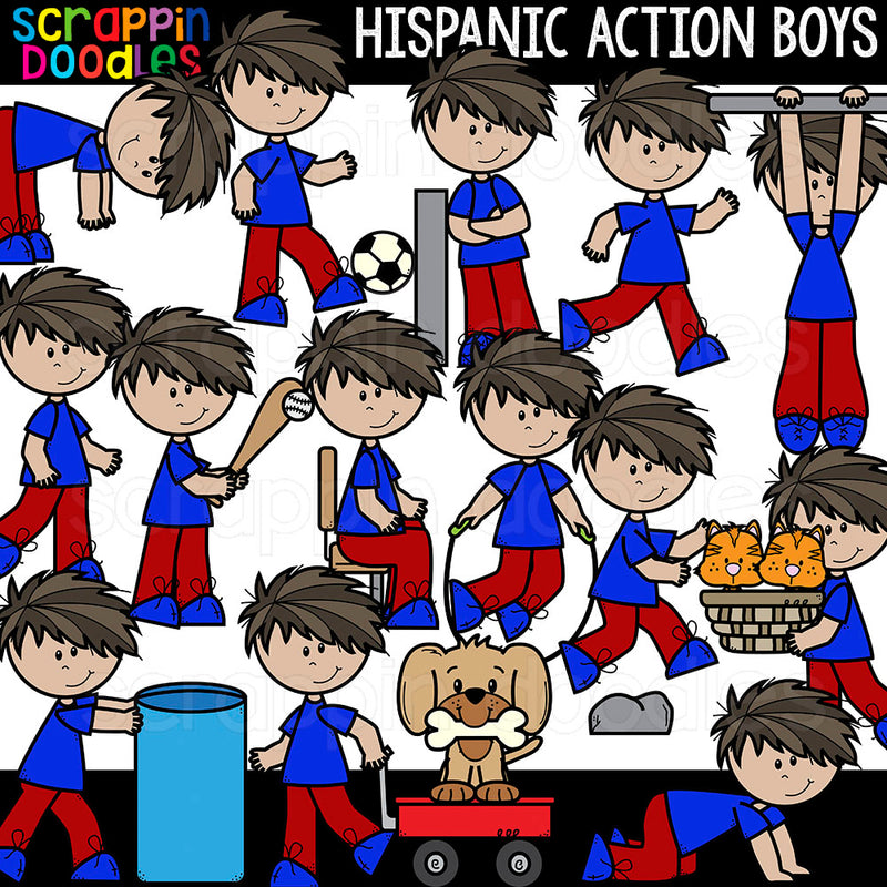 Multicultural Action Kids Clipart Bundle