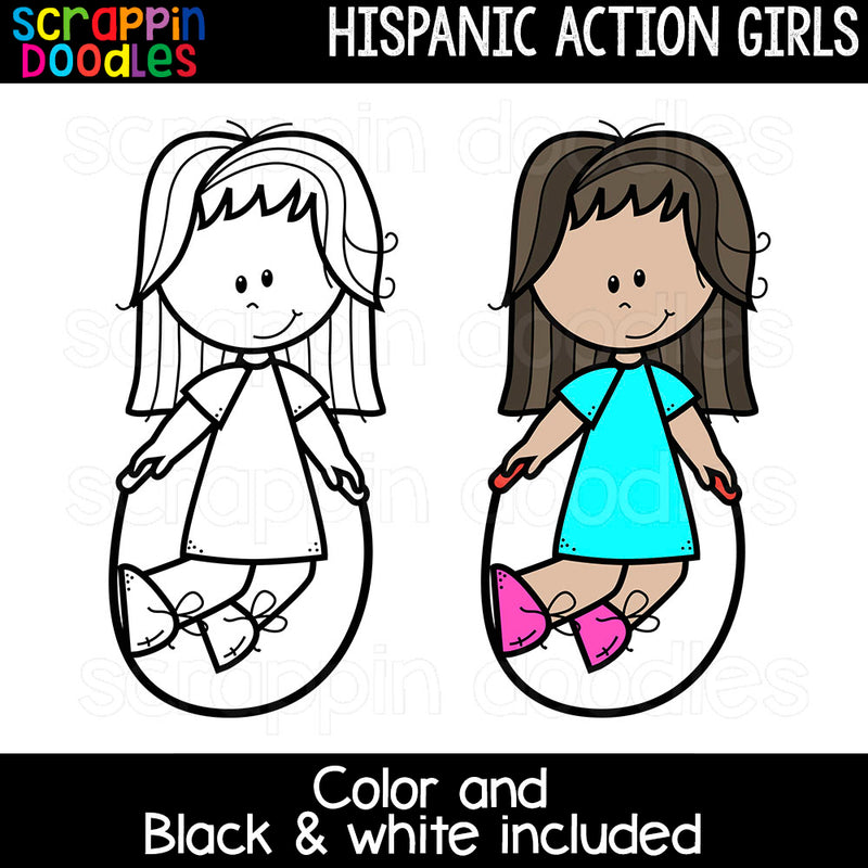 Hispanic Action Girls Clipart