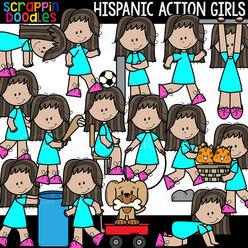 Multicultural Action Kids Clipart Bundle