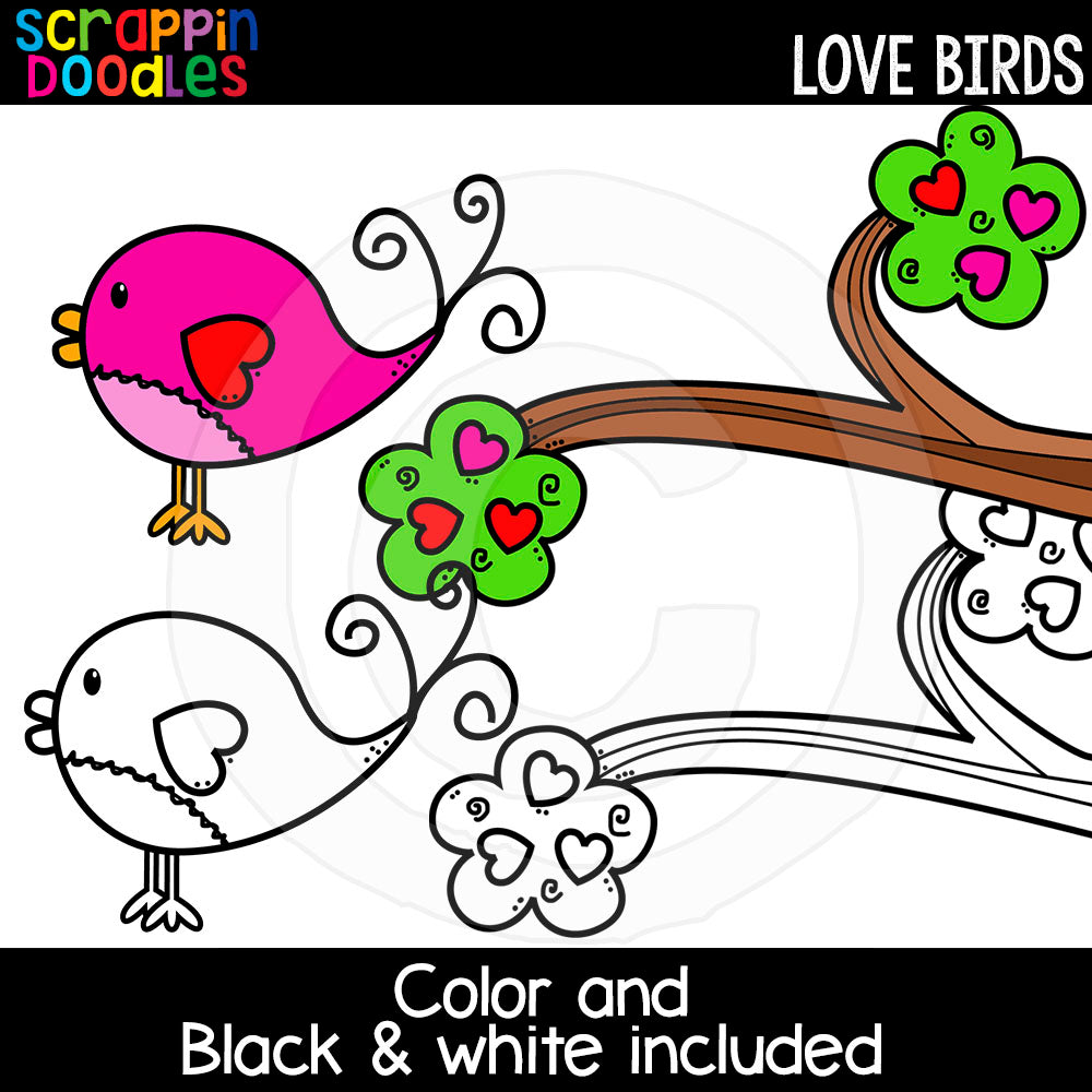 Love Birds Valentine's Day Clip Art Commercial Use