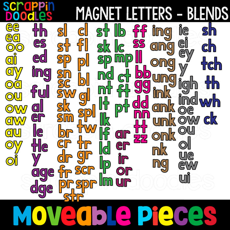MOVEABLE IMAGES -Magnet Alphabet BLENDS Clip Art