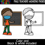 Male Teachers Wearing Masks Clipart