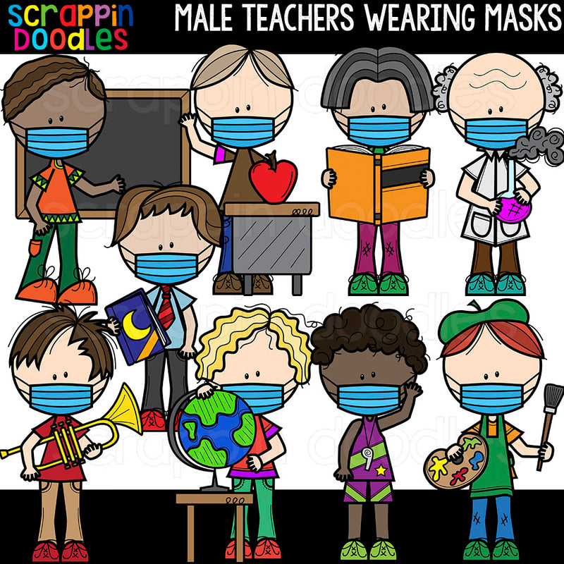 Teachers Wearing Masks Clipart Bundle