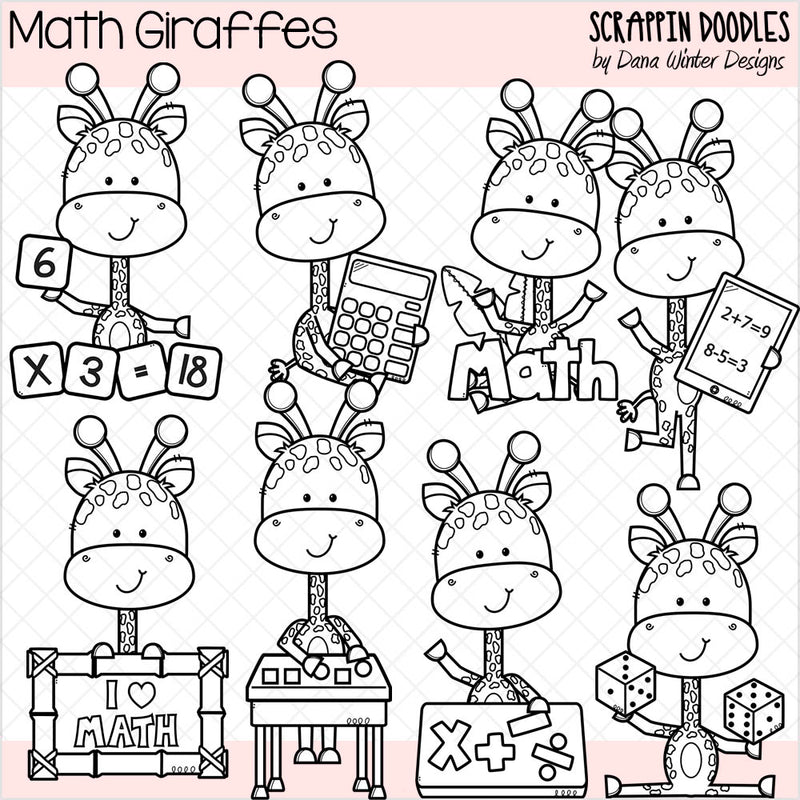 School Giraffes Clip Art Bundle