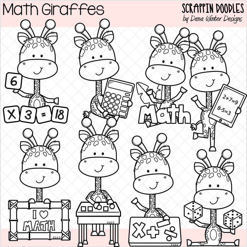 Math Giraffes Clip Art