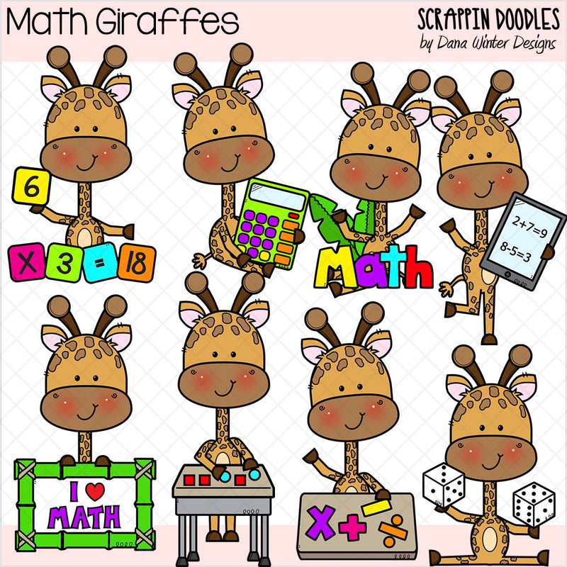 School Giraffes Clip Art Bundle