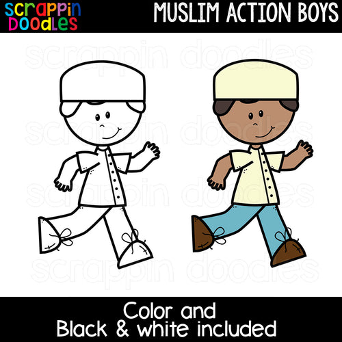 Muslim Action Boys Clipart
