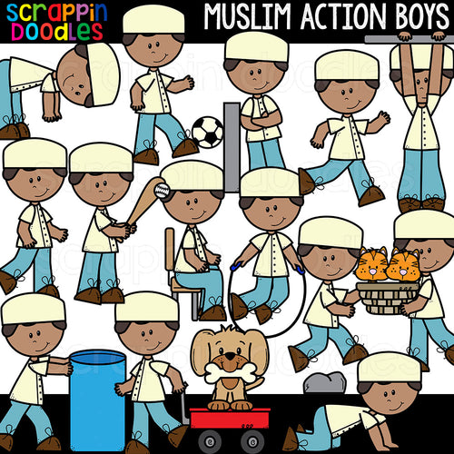 Muslim Action Boys Clipart