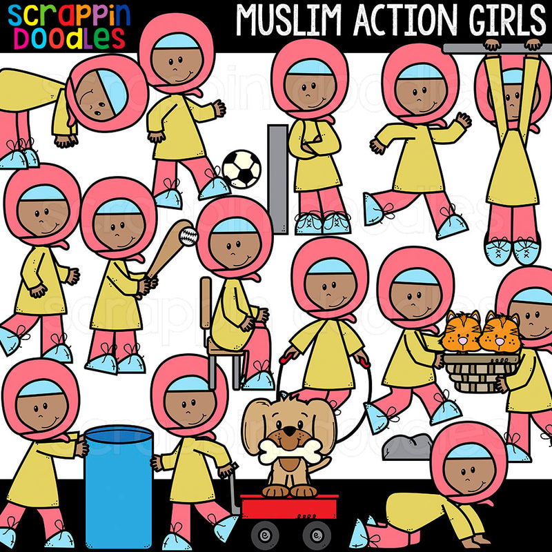 Muslim Action Girls Clipart