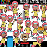 Multicultural Action Kids Clipart Bundle