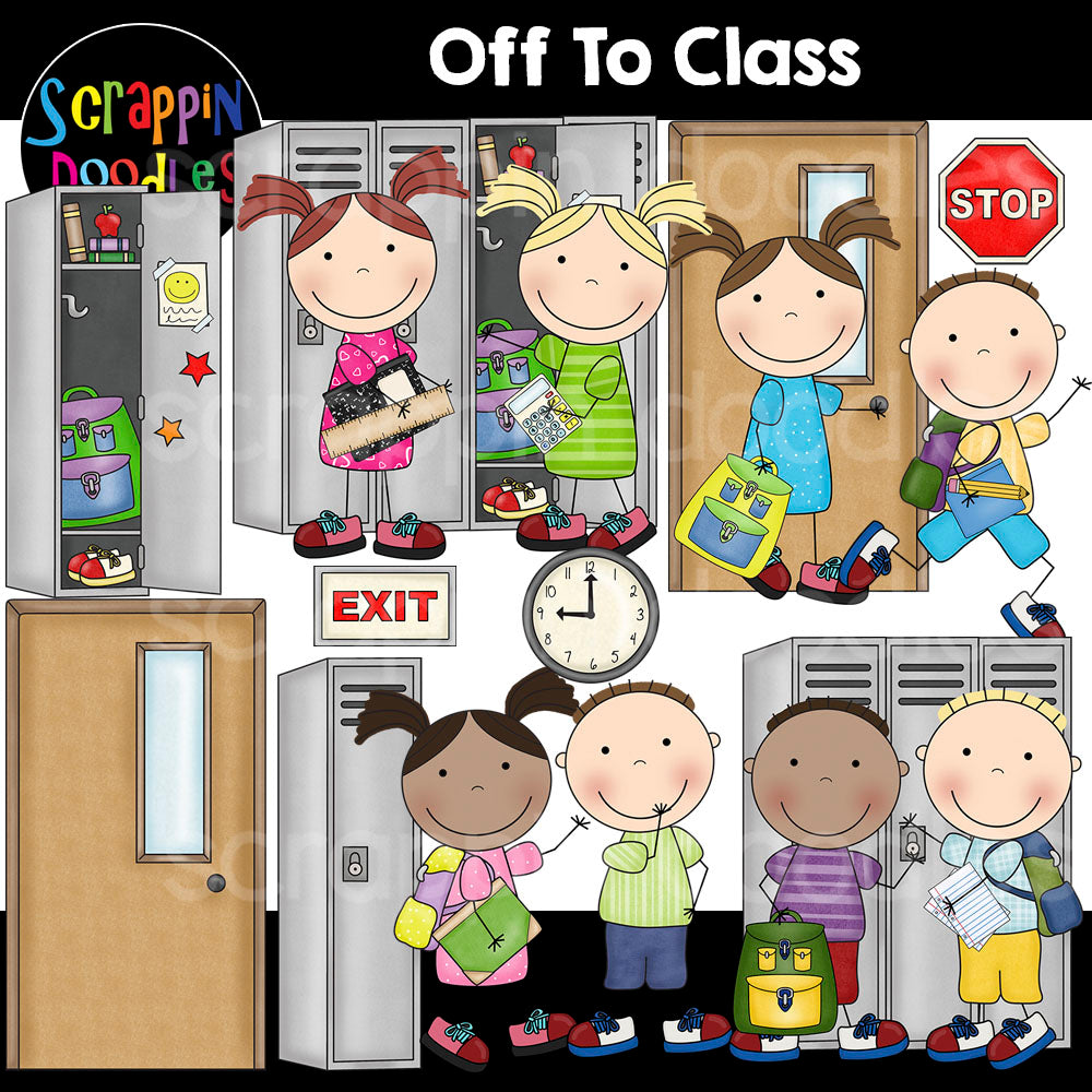 Off To Class Clip Art School Hallway Locker Graphics