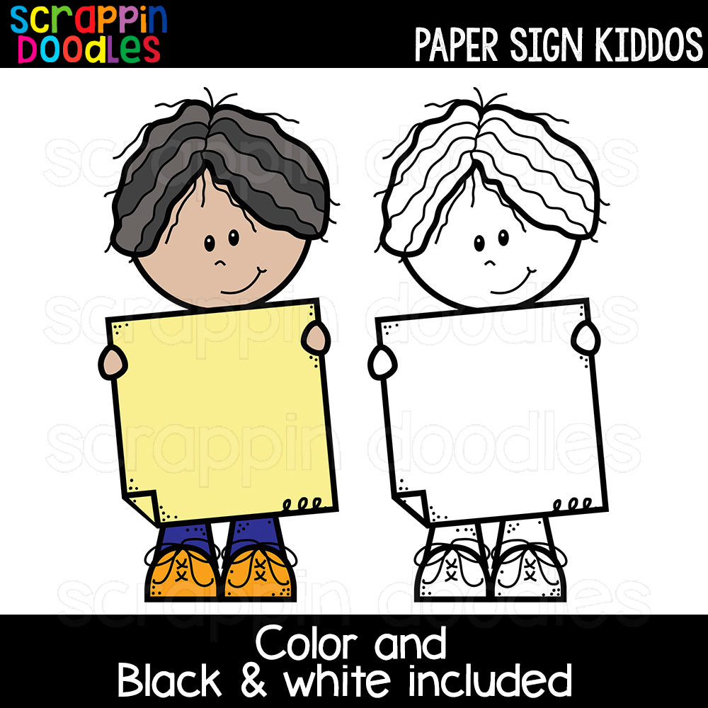 Paper Sign Kiddos Clip Art