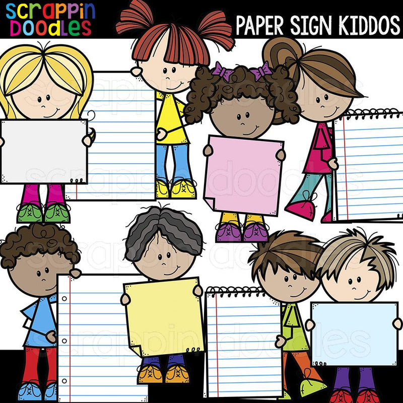 Paper Sign Kiddos Clip Art kids holding sign