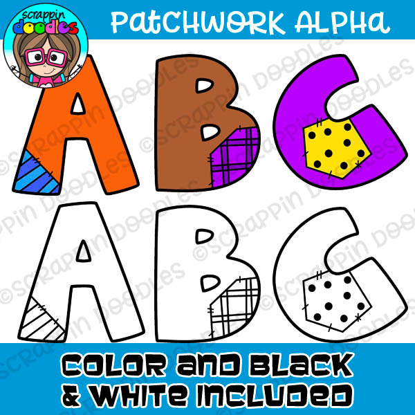 Patchwork Upper Case Alphabet Clipart