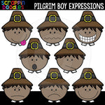 Pilgrim Boy Expressions Thanksgiving Clip Art