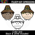 Pilgrim Boy Expressions Thanksgiving Clip Art