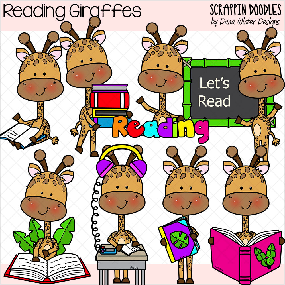 School Giraffes Clip Art Bundle