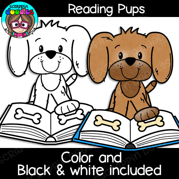 dog reading clipart