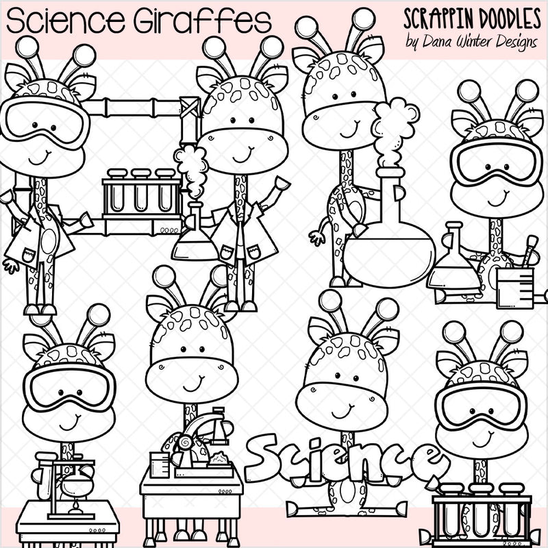 School Giraffes Clip Art Bundle