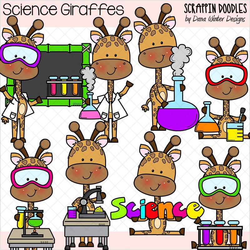 School Giraffes Clip Art Bundle