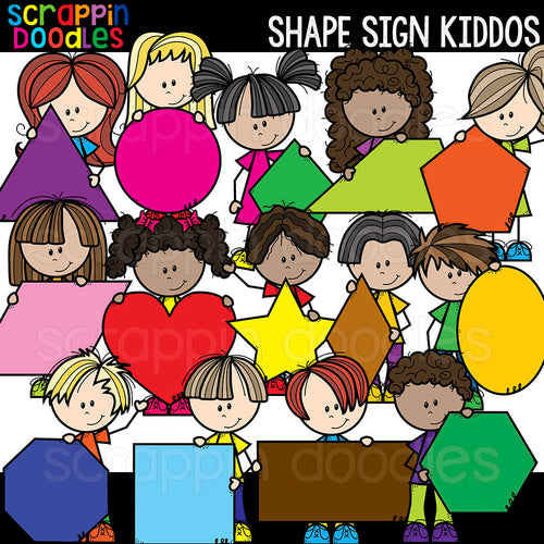 Shape Sign Kiddos Clip Art Kids Holding Shapes