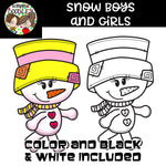 Snow Boys & Girls - Cute Snowman Clip Art