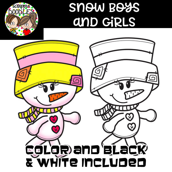 Snow Boys & Girls - Cute Snowman Clip Art