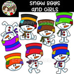 Snow Boys & Girls - Cute Snowman Clip Art