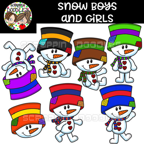 Snow Boys & Girls - Cute Snowman Clip Art